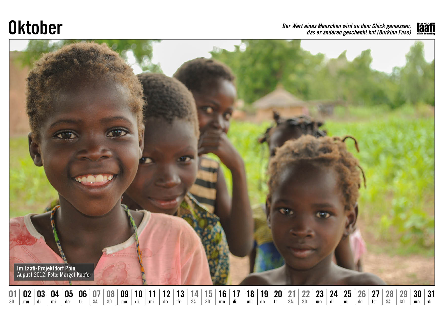 Burkina Faso Fotokalender Oktober 2023